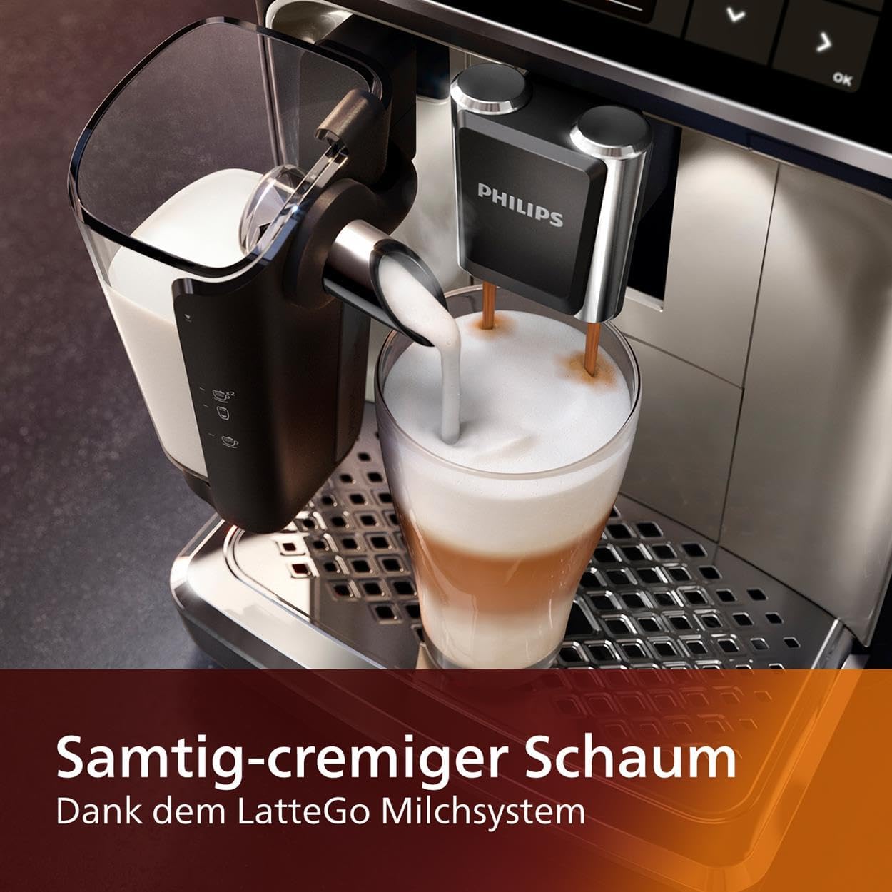 Philips Espressomaschine der Serie 5400 – Genießen Sie 12 Getränke, schnell reinigendes LatteGo, intuitives TFT-Display, anpassbare Kaffeeeinstellungen, erstklassiges Küchendesign (EP5441/50)